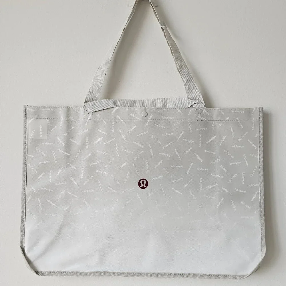 New LULULEMON Grey GRAPHIC LOGO Reusable Shopping Bag XL - Picture 1 of 6